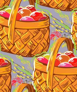 Vector paint style design flower colorful basket Stock Illustration