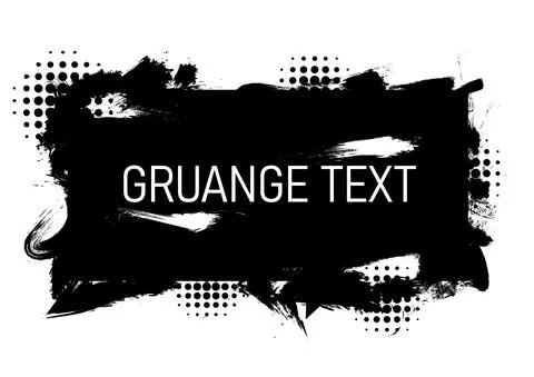 Vector painted grunge brush with black ink splashes decorated with halftone e Stock Illustration