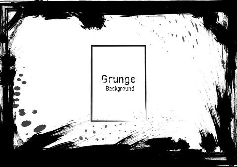 Vector painted grunge brush with black ink splashes decorated with frame.Desi Stock Illustration