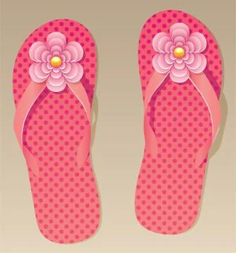 Vector pair of flip flops with flowers Stock Illustration