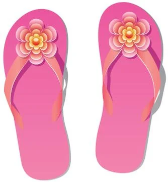 Vector pair of flip flops with flowers Stock Illustration