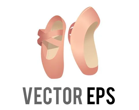 Vector pair of gradient pink shoes worn by ballet dancers icon Stock Illustration