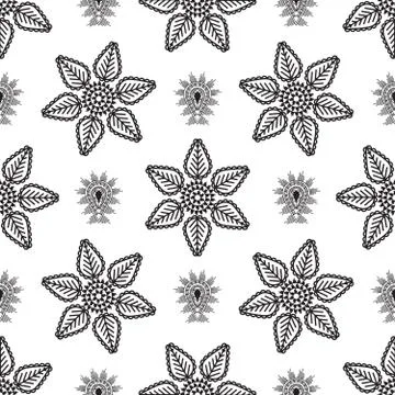Vector paisley drop and line flower pattern Stock Illustration