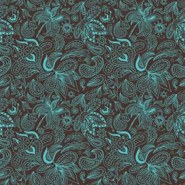 Vector Paisley Ethnic Pattern Stock Illustration