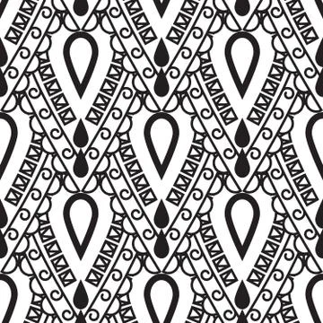 Vector paisley pattern in black and white. Seamless background Illustrazione stock