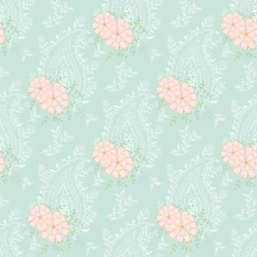 Vector paisley repeat seamless pattern with carnations. イラスト素材