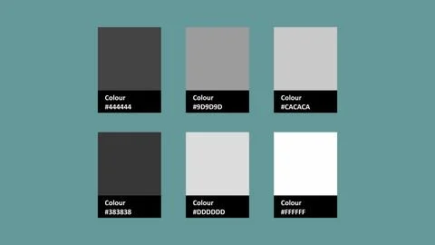 Vector palette featuring six shades of gray, ranging from dark to light, di.. Stock Illustration