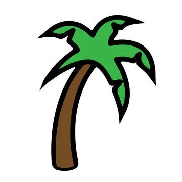 Vector palm icon isolated on white. Line minimalistic flat icon for web. Stock Illustration