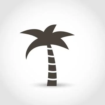 Vector palm tree black silhouette isolated on a white Stock Illustration
