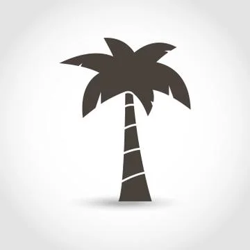 Vector palm tree black silhouette isolated on a white background Stock Illustration