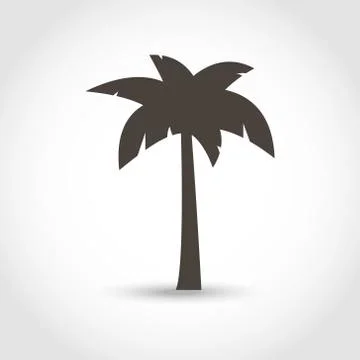 Vector palm tree black silhouette isolated on a white background Stock Illustration