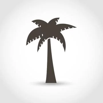 Vector palm tree black silhouette isolated on a white background Stock Illustration
