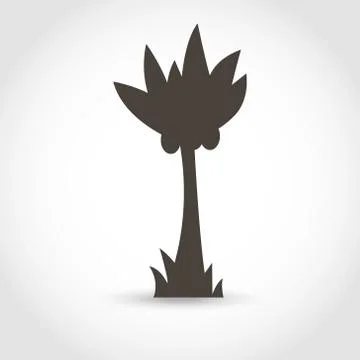 Vector palm tree black silhouette isolated on a white background Stock Illustration