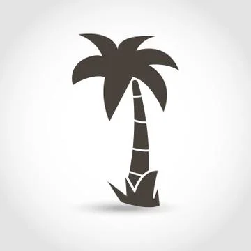 Vector palm tree black silhouette isolated on a white background Stock Illustration