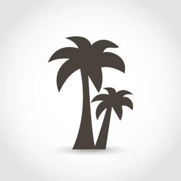 Vector palm tree black silhouette isolated on a white background Stock Illustration