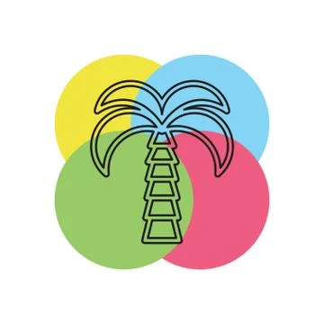Vector palm tree illustration, beach island Stock Illustration