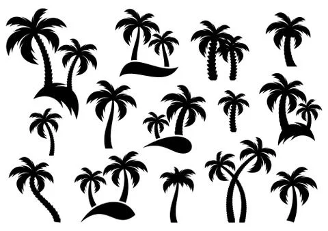 Vector palm tree silhouette icons イラスト素材