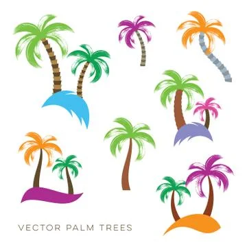 Vector palm trees collection brush stroke design イラスト素材