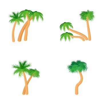 Vector palm trees different bending shapes collection Illustration