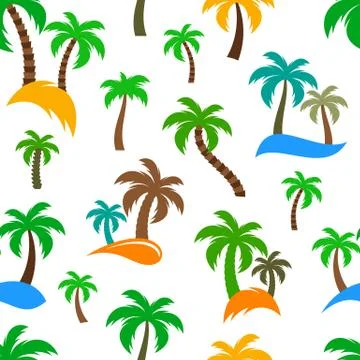 Vector palm trees seamless pattern Stock Illustration