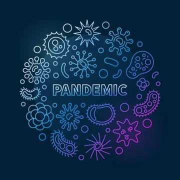 Vector Pandemic concept linear circular colored illustration Stock Illustration