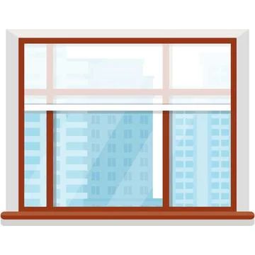 Vector panoramic window with skyscrapers house view Stock Illustration