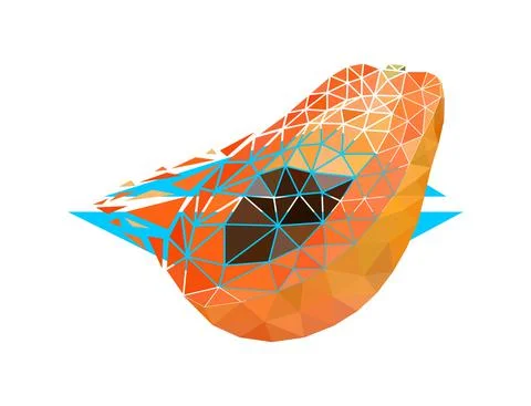 Vector papaya in low poly style Stock Illustration