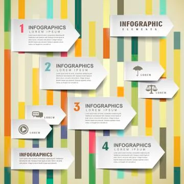 Vector paper arrow tab infographic elements Stock Illustration