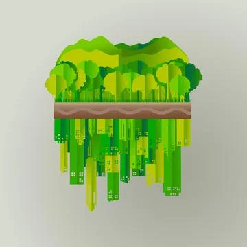 Vector paper art and digital craft style of world wildlife and eco green city Stock Illustration