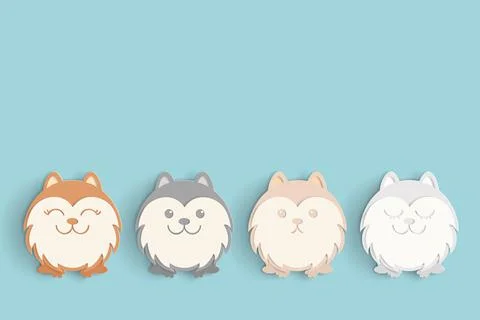 Vector paper art and landscape, Digital craft style of funny cartoon cute pom Stock Illustration