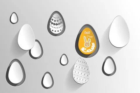 Vector paper art of Easter eggs cut from paper with different patterns on t.. Stock Illustration
