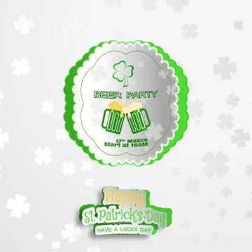 Vector paper art for Happy St. Patrick's Day Beer Party on the gradient gray  Stock Illustration