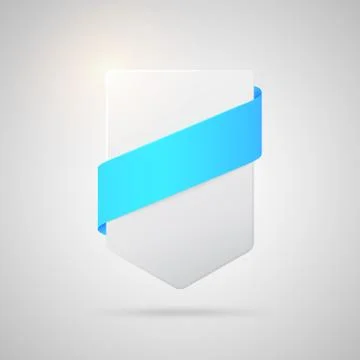 Vector paper badge with blue silk ribbon Stock Illustration