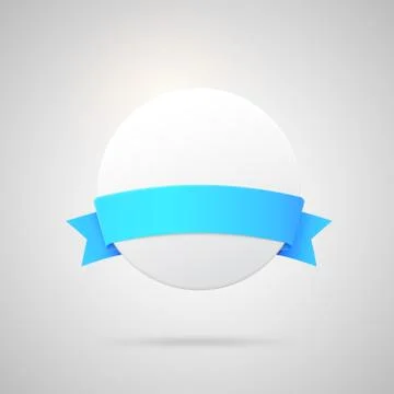 Vector paper badge with blue silk ribbon Stock Illustration