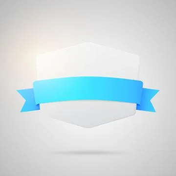 Vector paper badge with blue silk ribbon Stock Illustration