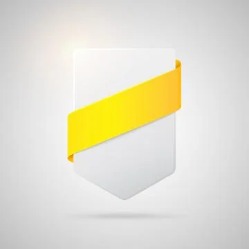 Vector paper badge with yellow silk ribbon Stock Illustration
