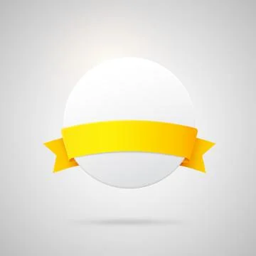 Vector paper badge with yellow silk ribbon Stock Illustration