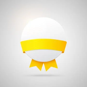 Vector paper badge with yellow silk ribbon Stock Illustration