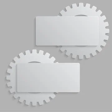 Vector Paper Banner Mockup. Cogwheel, Gear. Icon. 스톡 일러스트