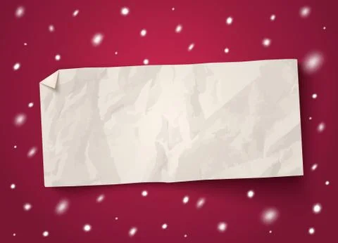 Vector paper banner with snow. Stock Illustration