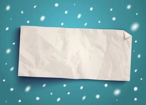 Vector paper banner with snow. Stock Illustration
