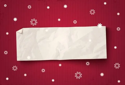 Vector paper banner with snow. Stock Illustration