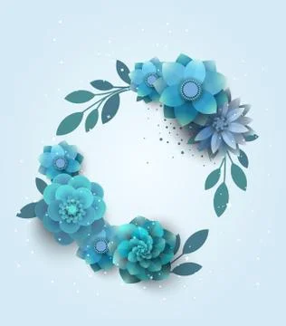 Vector paper beech with blue flowers. Stock Illustration