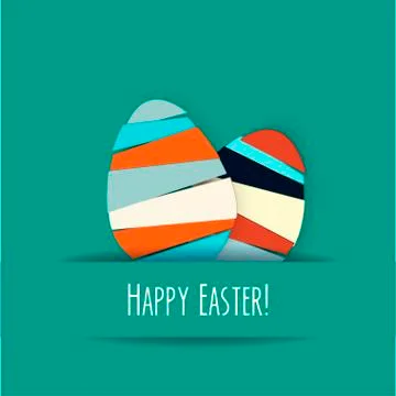 Vector Paper card with striped easter eggs Stock Illustration