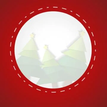 Vector : Paper christmas tree on red paper card Stock Illustration