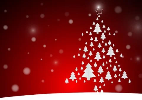 Vector : Paper christmas trees on red background Stock Illustration