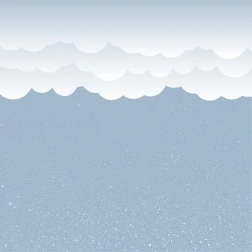 Vector paper clouds on a background of snow. Illustrazione stock