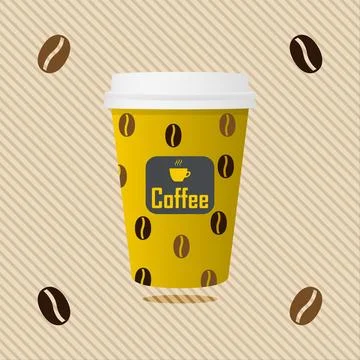 Vector paper coffee cup with cup logo and coffee beans pattern イラスト素材