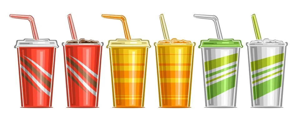 Vector Paper Cup set for Soft Drinks Illustration
