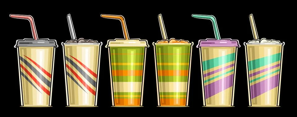 Vector Paper Cup set for Soft Drinks Stockillustratie